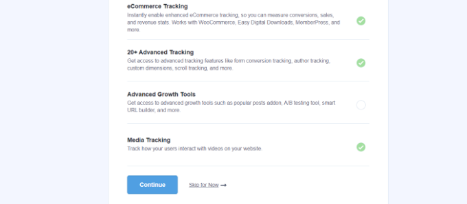 Choose which tracking features to enable
